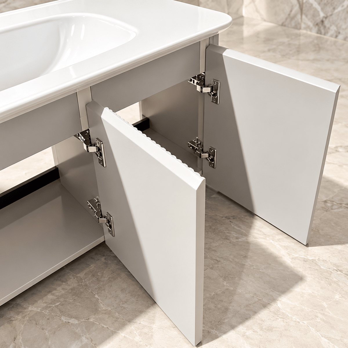 Set Mobilier Baie LED 100 cm cu Lavoar Ceramic și Dulap cu Oglindă LED, Gri Deschis
