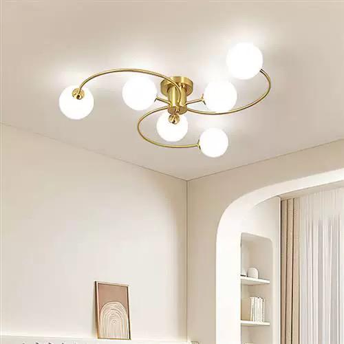 Lustra RFAN, Model F0011/6, Cu 6 Abajururi, 6 X E27, Auriu/Alb