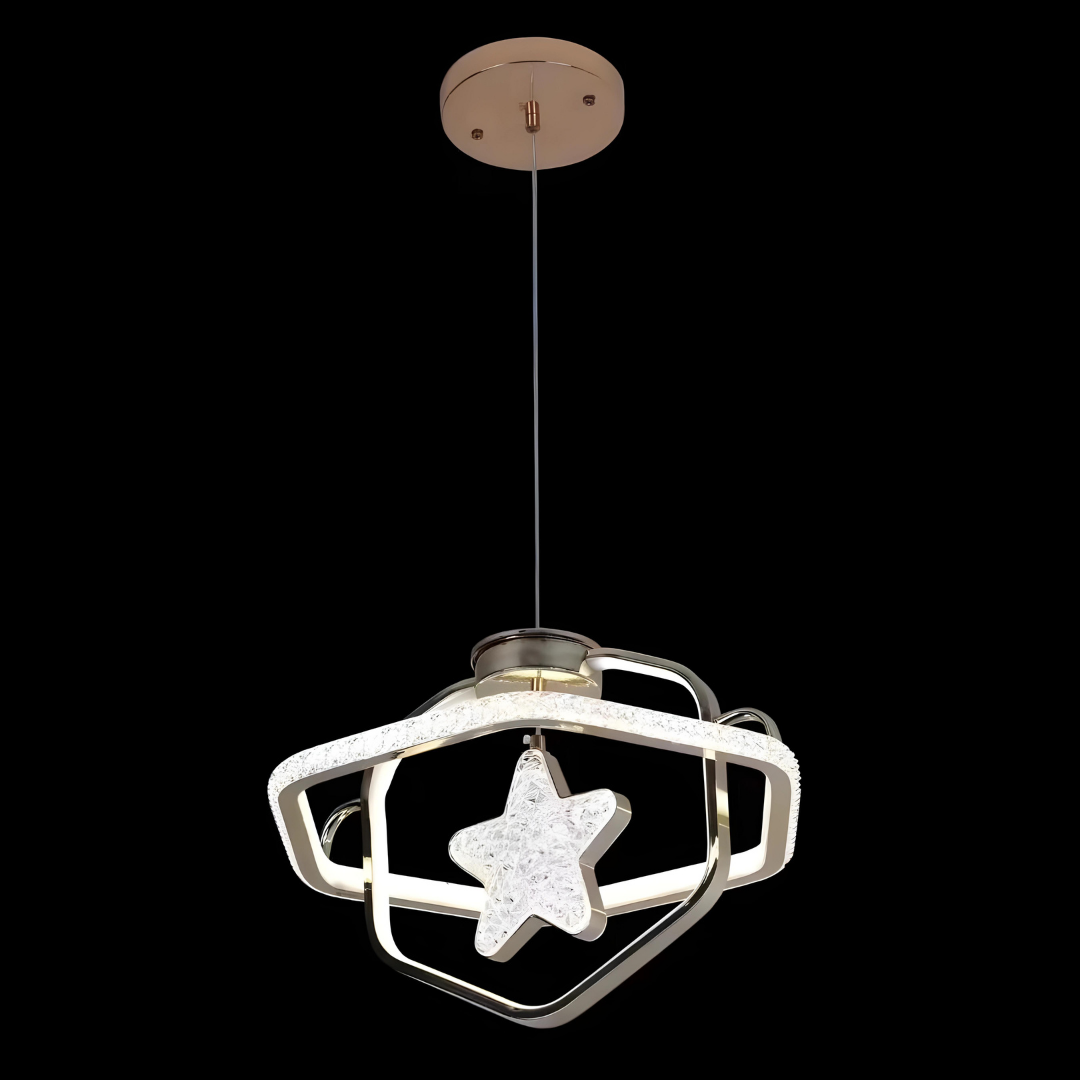 Lustra LED Tip Pendul RFAN, Model 1265/3, 3 Tipuri De Lumina, Inaltime Reglabila, 136W, Auriu