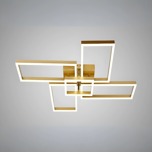 Lustra LED RFAN, Model R9092/4+1GD, Cu Telecomanda, 3 Tipuri De Lumina, Intensitate Reglabila, 136W, Auriu