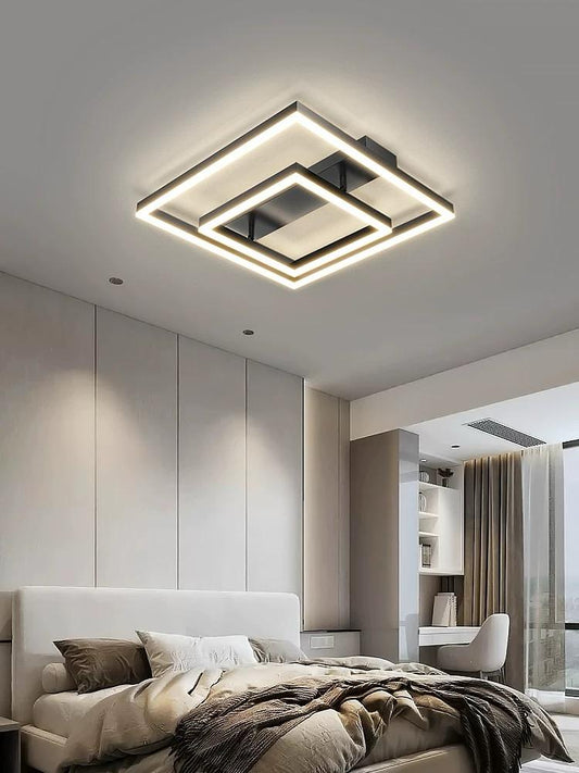 Lustra LED RFAN, Model R9166/400, cu Telecomanda, 3 Tipuri de Lumina, Intensitate Reglabila, 60W, Negru