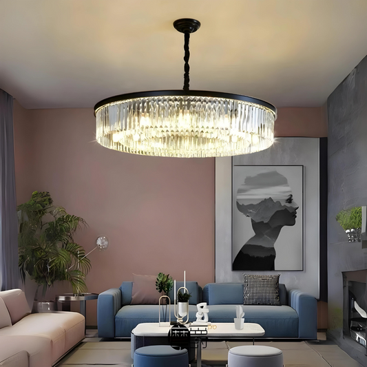 Candelabru RFAN, Model H98134/600, Textura Cristal, Metal, 10 X E14, Negru