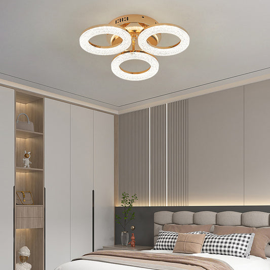 Lustra LED RFAN, Model J300/3, Cu Telecomanda, 3 Tipuri De Lumina, Intensitate Reglabila, 60W, Auriu
