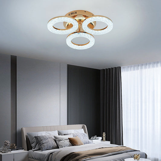 Lustra LED RFAN, Model J300/3, Cu Telecomanda, 3 Tipuri De Lumina, Intensitate Reglabila, 60W, Auriu