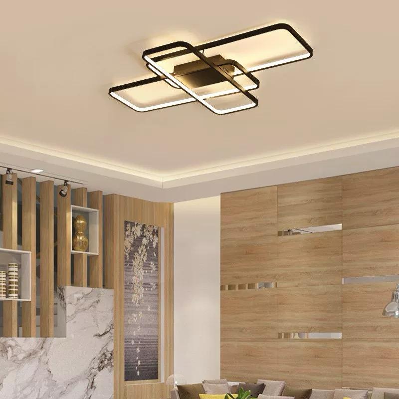 Lustra LED RFAN, Model R9160/3MB, Cu Telecomanda, 3 Tipuri De Lumina, Intensitate Reglabila, 68W, Negru