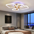 Lustra LED RFAN, Model 1011-2+2RGB, Cu Telecomanda, 3 Tipuri De Lumina Plus Lumina RGB, Intensitate Reglabila, Auriu