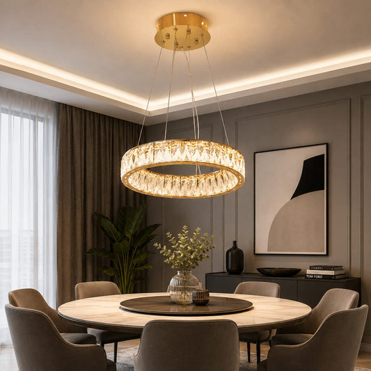 Candelabru LED RFAN, Model L72007/500, Textura Cristal, Metal, 98W, Auriu