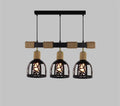 Pendul Rustic RFAN, Model 5573-3, 3 x E27, Inaltime Reglabila, Negru
