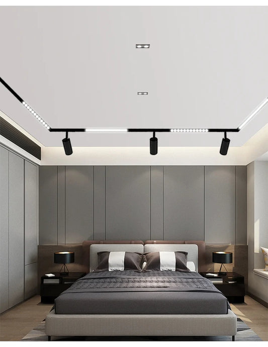 Proiector LED Sina Magnetica Incastrata, CCT, 3 Tipuri de Lumina, Reglabil, 10W, Negru