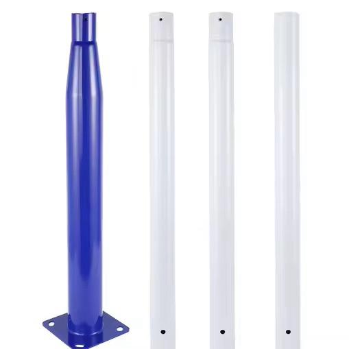 Stalp Metalic Pentru Lampi Solare cu Flansa, 3M, Alb/Albastru