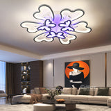 Lustra LED RFAN, Model M218/6+3, cu Telecomanda, 3 Tipuri de Lumina plus Lumina RGB, Intensitate Reglabila, 210W, Alb