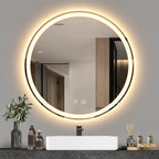 Oglindă LED Rotundă 80×80 cm, Iluminare Față + Spate, Dezaburire, 3 Tipuri de Lumină, Touch