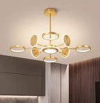 Lustra LED RFAN, Model R9149/8+1, Cu Telecomanda, 3 Tipuri De Lumina, Intensitate Reglabila, 113W, Auriu