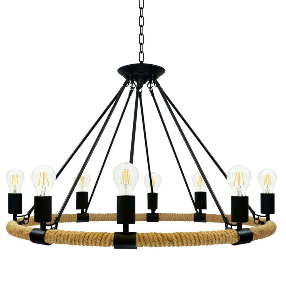 Pendul Rustic RFAN, Model 8456-8P, 8 X E27, Inaltime Reglabila