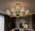 Candelabru LED RFAN, Model 3532-6+3, Textura Cristal, Metal, 36W, Auriu