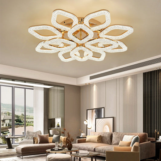 Lustra LED RFAN, Model J301/8+4, Cu Telecomanda, 3 Tipuri De Lumina, Intensitate Reglabila, 240W, Auriu