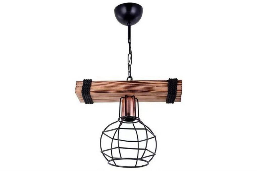 Pendul Rustic RFAN, Model 5719-1, 1 x E27, Inaltime Reglabila, Negru