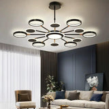 Lustra LED RFAN, Model R9149/12+1, Cu Telecomanda, 3 Tipuri De Lumina, Intensitate Reglabila, 143W, Negru