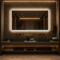 Oglindă LED Dreptunghiulară 100×80 cm, Iluminare Față + Spate, Dezaburire, 3 Tipuri de Lumină