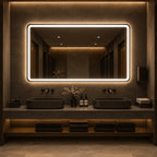 Oglindă LED Dreptunghiulară 100×80 cm, Iluminare Față + Spate, Dezaburire, 3 Tipuri de Lumină