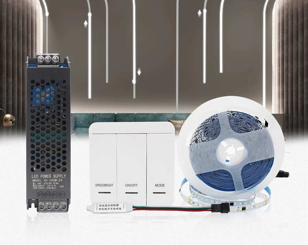 KIT Banda LED Digitala RFAN, Lumina Rece, 6000K, 10m, 10W/M, 24V, Transformator 200W, Controler