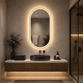 Oglindă LED Ovală 60×80 cm, Iluminare Față + Spate, Dezaburire, 3 Tipuri de Lumină, Touch