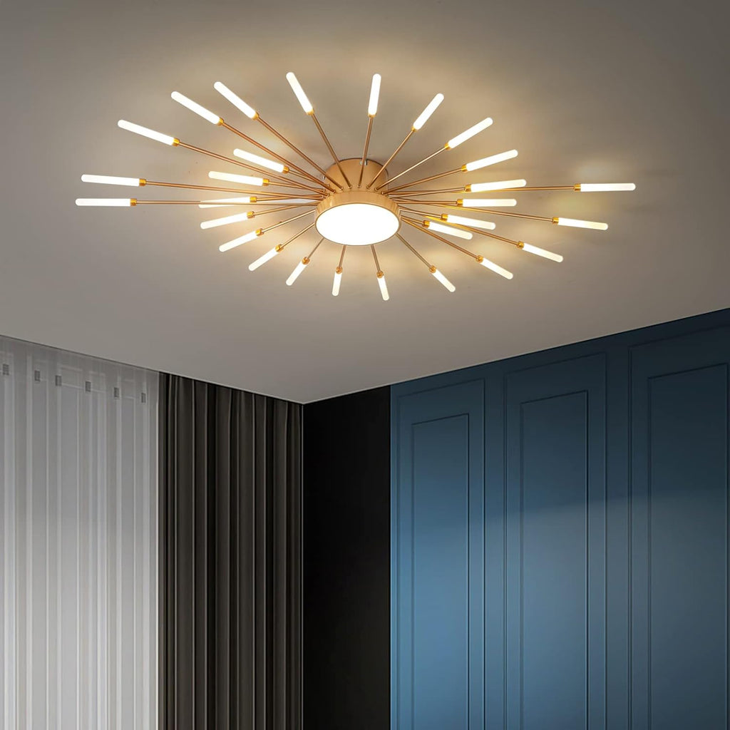 Lustra LED RFAN, Model 5966-28, 3 Tipuri De Lumina, 60W, Auriu
