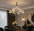 Candelabru LED RFAN, Model 3531-6+3, Textura Cristal, Metal, 36W, Argintiu