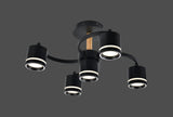Lustra RFAN, Model R9170/4+1, 5 X Bec LED GX53, 3 Tipuri De Lumina, 60W, Negru
