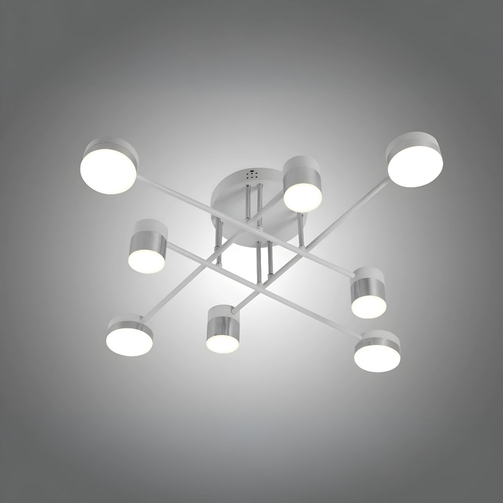 Lustra LED RFAN, Model R9031-8, Cu Telecomanda, 3 Tipuri De Lumina, Intensitate Reglabila, 96W, Alb