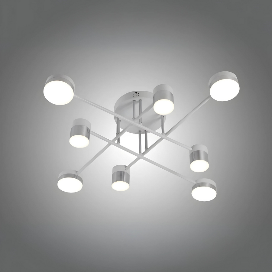 Lustra LED RFAN, Model R9031-8, Cu Telecomanda, 3 Tipuri De Lumina, Intensitate Reglabila, 96W, Alb