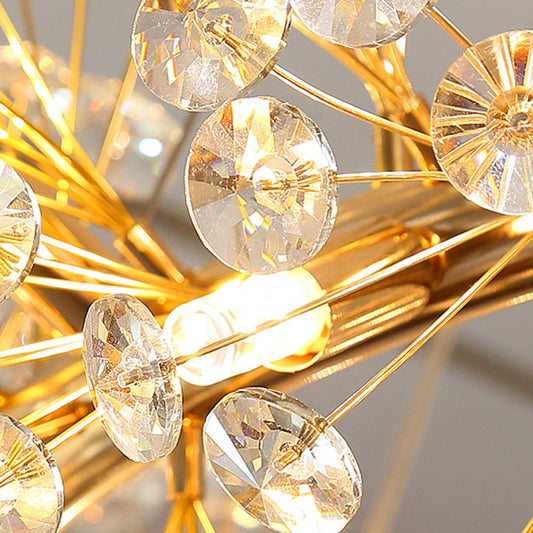 Lustra LED Tip Pendul RFAN, Model 21-3, Textura Cristal, Metal, 18 X G9, Auriu