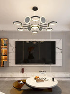 Lustra LED RFAN, Model R9149/12+1, Cu Telecomanda, 3 Tipuri De Lumina, Intensitate Reglabila, 143W, Negru