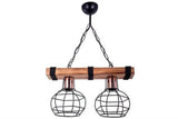 Pendul Rustic RFAN, Model 5719-2, 2 x E27, Inaltime Reglabila, Negru