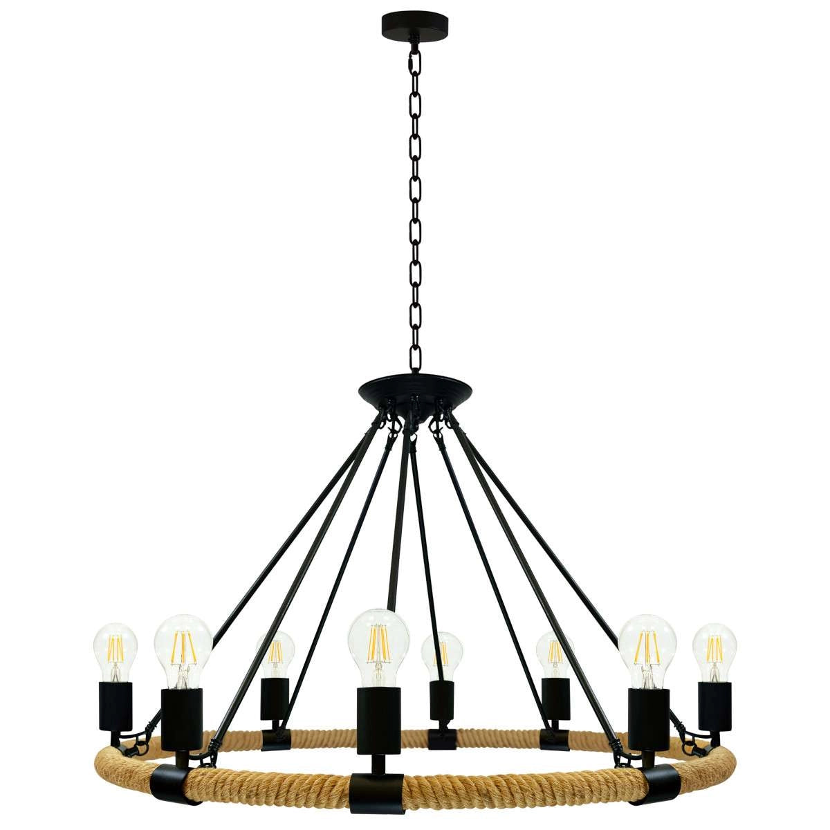 Pendul Rustic RFAN, Model 8456-8P, 8 X E27, Inaltime Reglabila