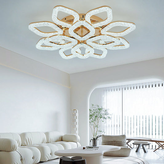 Lustra LED RFAN, Model J301/8+4, Cu Telecomanda, 3 Tipuri De Lumina, Intensitate Reglabila, 240W, Auriu