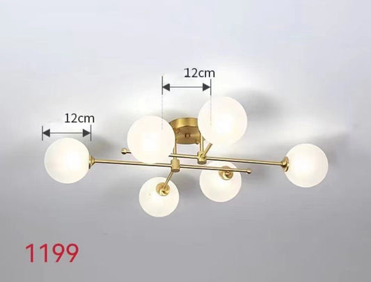 Lustra RFAN, Model 1199/6, Cu 6 Abajururi, 6 X G9, Auriu/Alb