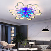 Lustra LED RFAN, Model M218/6+3, cu Telecomanda, 3 Tipuri de Lumina plus Lumina RGB, Intensitate Reglabila, 210W, Alb