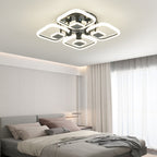 Lustra LED RFAN, Model 1007/4+4, Cu Telecomanda, 3 Tipuri De Lumina, Intensitate Reglabila, 128W, Negru