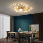 Lustra LED RFAN, Model 5966-28, 3 Tipuri De Lumina, 60W, Auriu