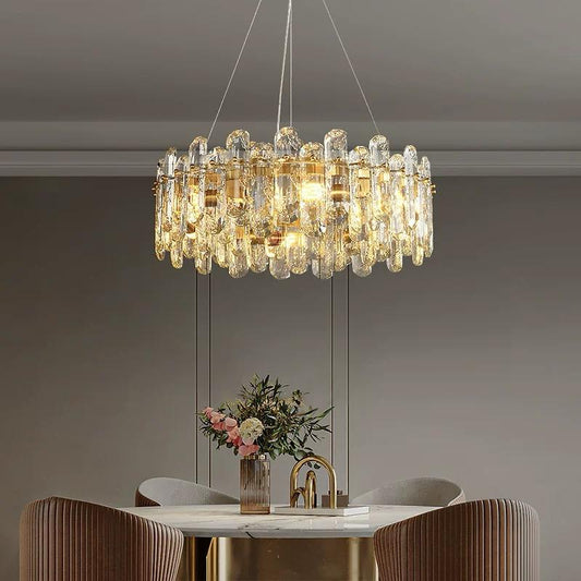 Candelabru RFAN, Model 5709/400, Textura Cristal, Metal, 5 X E14, Auriu