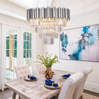 Candelabru RFAN, Model WL339/400, Textura Cristal, Metal, 5 X E27, Argintiu