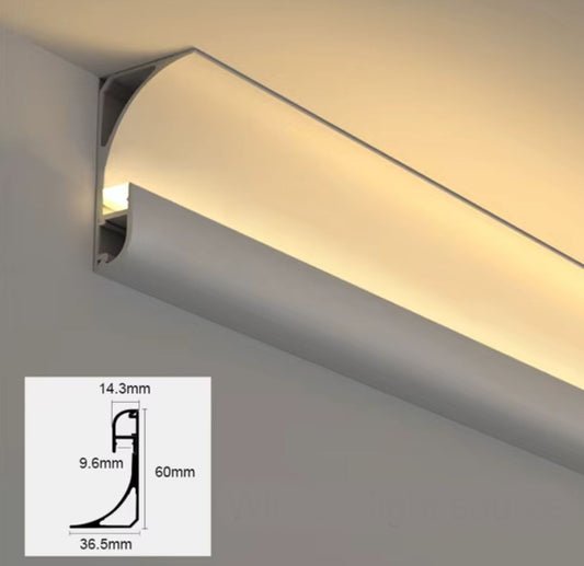 Profil LED Aplicat Tip Scafa Sau Plinta, Lungime 3m, Material Aluminiu, Alb