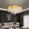 Candelabru RFAN, Model R9100/800, Textura Cristal, Metal, 8 X E14, Auriu