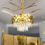 Candelabru RFAN, Model H5580/600, Textura Cristal, Metal, 10 X E14, Auriu