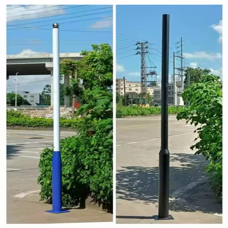 Stalp Metalic Pentru Lampi Solare cu Flansa, 5M, Alb/Albastru