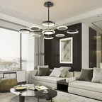 Lustra LED RFAN, Model R9149/8+1, Cu Telecomanda, 3 Tipuri De Lumina, Intensitate Reglabila, 113W, Negru