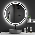 Oglindă LED Rotundă 80×80 cm, Iluminare Față + Spate, Dezaburire, 3 Tipuri de Lumină, Touch