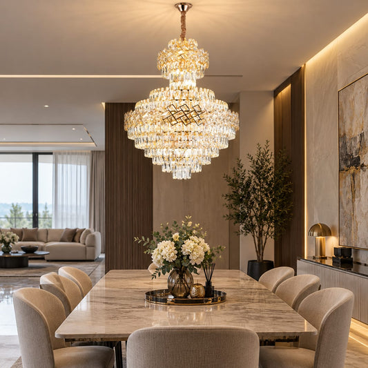 Candelabru RFAN, Model WL230/800*1100, Textura Cristal, Metal, 22 X E27, Auriu