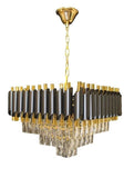Candelabru RFAN, Model S9001/400x400, Textura Cristal, Metal, 5 X E27, Negru/Auriu